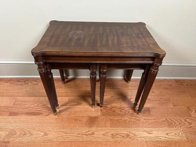 Henredon Solid Dark Walnut Nesting Tables. (See Details)