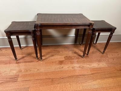 Henredon Solid Dark Walnut Nesting Tables. (See Details)