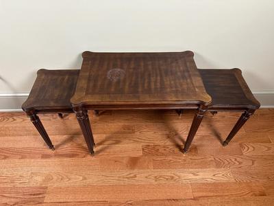 Henredon Solid Dark Walnut Nesting Tables. (See Details)