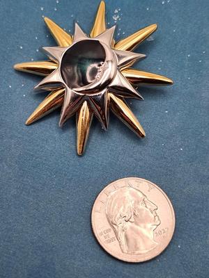 Sunburst Crescent Moon Pin