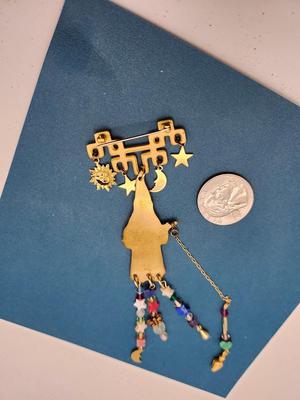 Wizard Sun Moon Stars Pin