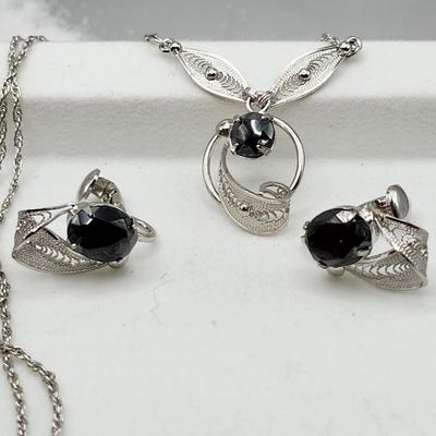 Sorrento sterling and black tourmaline set