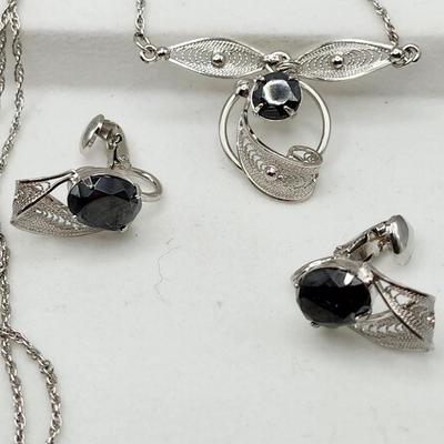 Sorrento sterling and black tourmaline set