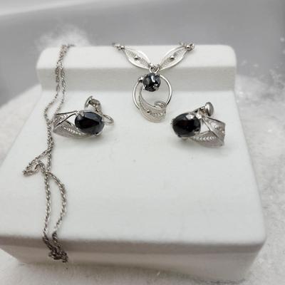 Sorrento sterling and black tourmaline set