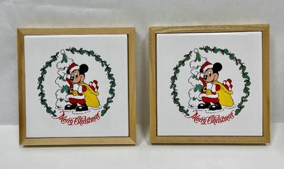 Disney Christmas Mickey Hot Plate Ceramic Tile Trivets Hotplates
