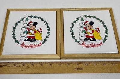 Disney Christmas Mickey Hot Plate Ceramic Tile Trivets Hotplates