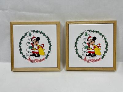 Disney Christmas Mickey Hot Plate Ceramic Tile Trivets Hotplates