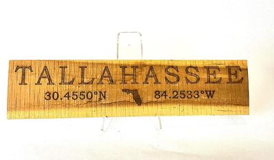 180. Tallahassee Coordinates Wooden Plaque