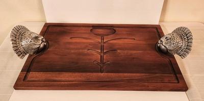 Lot #1 Contemporary Wooden Turkey Platter with Figural Turkeys