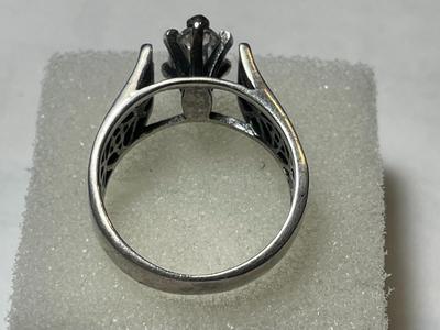 Vintage Sterling Silver .925 Marquise CZ Engagement Style Ring Size 8.75 in Good Preowned Condition as Pic'd.