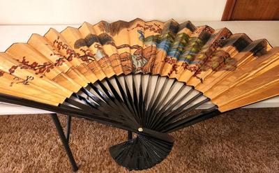 Lot #5 Large Handpainted Oriental Fan Wall Hanging