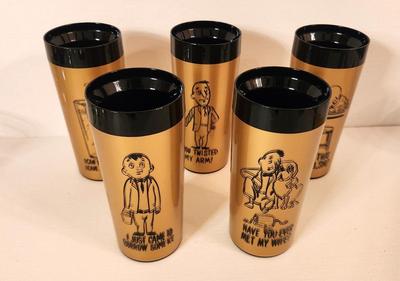 Lot #9 Set of 5 Mid Century Modern Insulated Tumblers - Barware