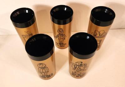 Lot #9 Set of 5 Mid Century Modern Insulated Tumblers - Barware