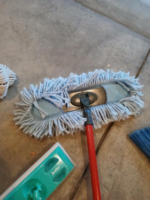 Time to clean house! Fan duster, Swiffer mop, broom with dustpan and more