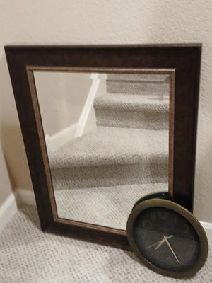 Beveled glass framed Mirror with a Inganam Quartz wall clock