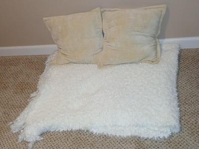 Two throw pillows and a Bella Lux Fine Linen light weight blanket