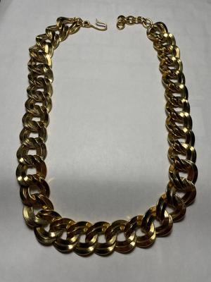 Vintage Very Heavy Gold-tone Fashion Link Adjustable Necklace 18"-19.5" in Very Good Preowned Condition as Pic'd.