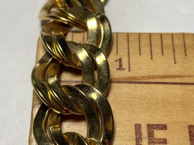 Vintage Very Heavy Gold-tone Fashion Link Adjustable Necklace 18"-19.5" in Very Good Preowned Condition as Pic'd.