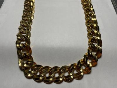 Vintage Very Heavy Gold-tone Fashion Link Adjustable Necklace 18"-19.5" in Very Good Preowned Condition as Pic'd.
