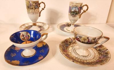 Lot #12 Lot of 4 Footed Cup/Saucer sets