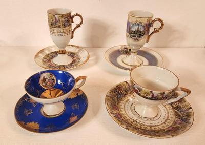 Lot #12 Lot of 4 Footed Cup/Saucer sets