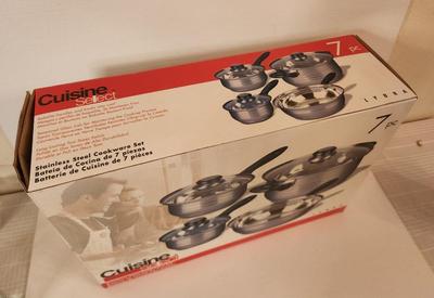Lot #14 Cuisine Select 7 Pc Stainless Steel Cookware Set - New in Box