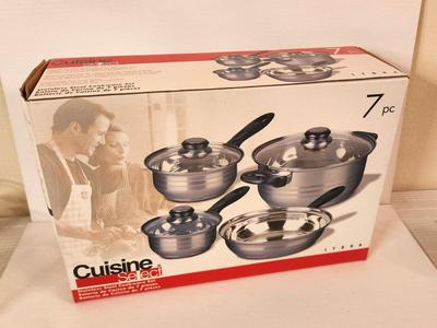 Lot #14 Cuisine Select 7 Pc Stainless Steel Cookware Set - New in Box
