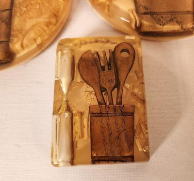 Lot #19 Cool Pair of 1970's Lucite Coasters/Hot Plates with Matching Phone Timer