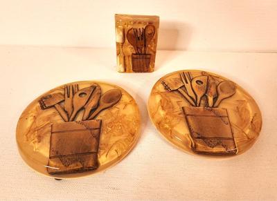 Lot #19 Cool Pair of 1970's Lucite Coasters/Hot Plates with Matching Phone Timer