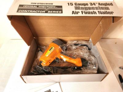 Lot #23 Central Pneumatic 15 Gauge Magnesium Air Finish Nailer - new in box