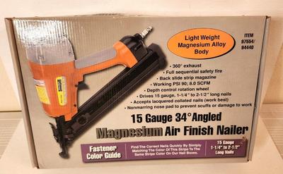 Lot #23 Central Pneumatic 15 Gauge Magnesium Air Finish Nailer - new in box