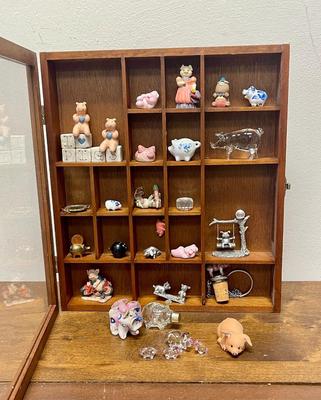 Miniature Pig Figurine Shadow Box