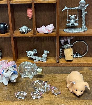 Miniature Pig Figurine Shadow Box
