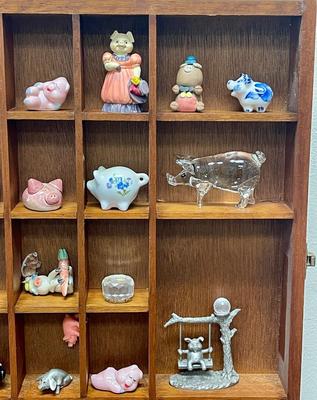 Miniature Pig Figurine Shadow Box