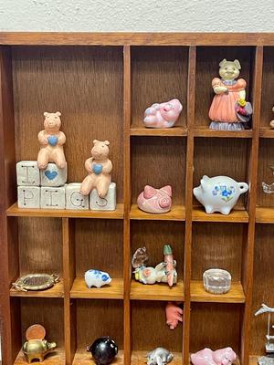 Miniature Pig Figurine Shadow Box
