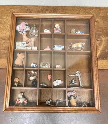 Miniature Pig Figurine Shadow Box