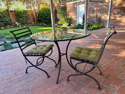 Outdoor Beveled Glass Top Table & Chairs
