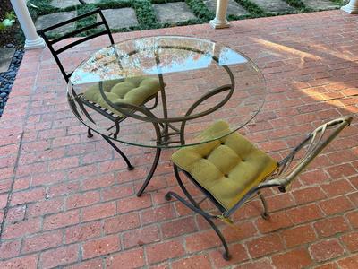 Outdoor Beveled Glass Top Table & Chairs