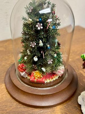 Christmas Decor Lot - German Bear, Mini Book, Mini Diorama, Keychain, Wood Box, etc