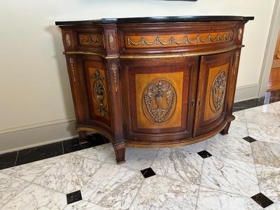 Granite Top Ornate Side Cabinet