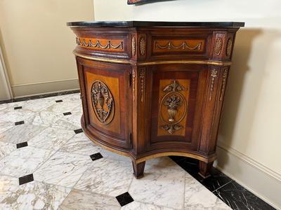Granite Top Ornate Side Cabinet