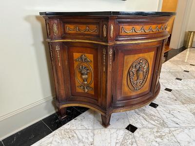 Granite Top Ornate Side Cabinet