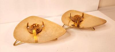 Lot #31 MCM Pair of Douglass Quality Brass Plated Candle holders - scarce