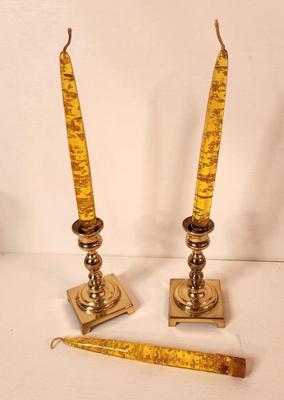 Lot #35 Lot of 3 Scarce MCM Lucite Candles - Brass Candlesticks