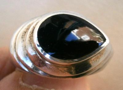 Vintage Sterling Silver and Onyx Ring and Earrings