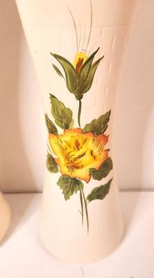 Lot #48 Vintage Ellgreave England Pottery Vases - Yellow Rose