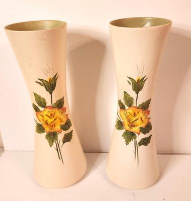 Lot #48 Vintage Ellgreave England Pottery Vases - Yellow Rose