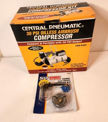 Lot #51 Central Pneumatic 30 PSI Oilless Airbrush Compressor - new in box