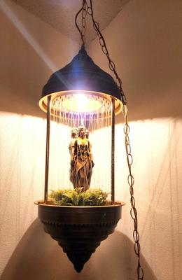 Lot #61 Scarce 3 Greek Maidens Vintage "rain" Lamp - double strand - works