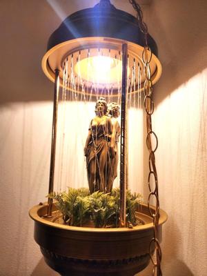 Lot #61 Scarce 3 Greek Maidens Vintage "rain" Lamp - double strand - works